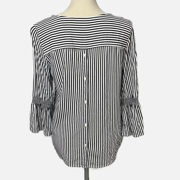 Tom Tailor Blouse Top Size 4 36 Small Stripes Black White Animal Print Heart - Picture 2 of 12